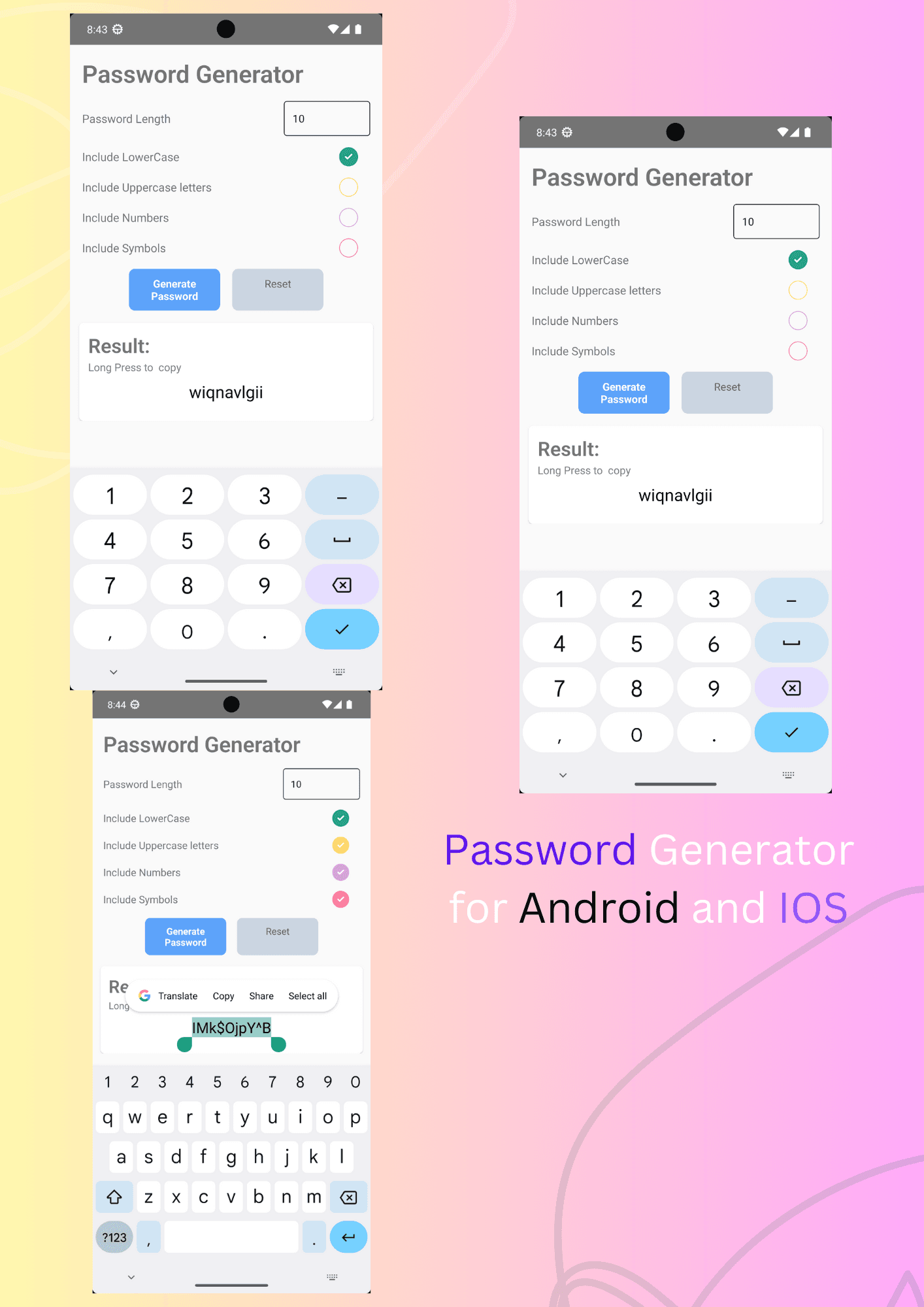 Simple Password Generator Android/IOS App